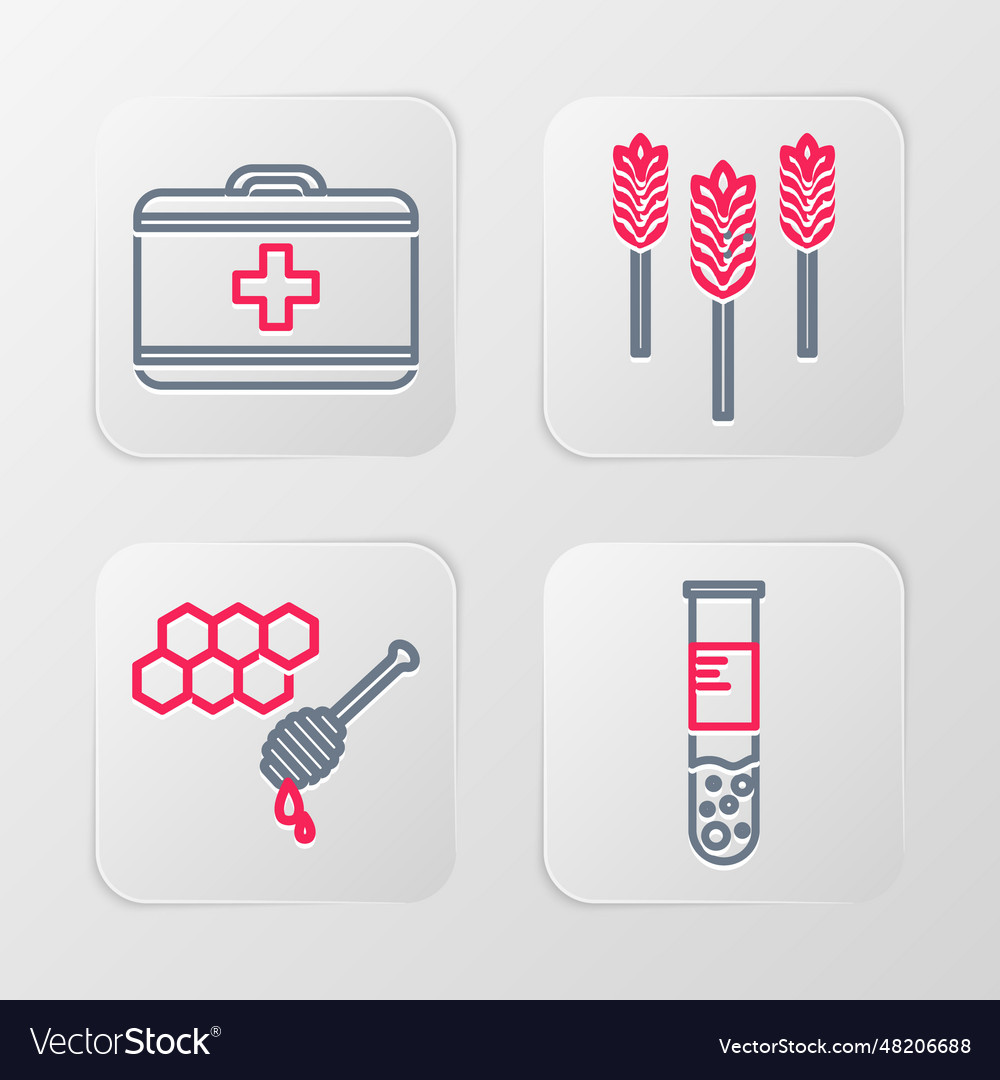 Set line test tube and flask honeycomb with honey