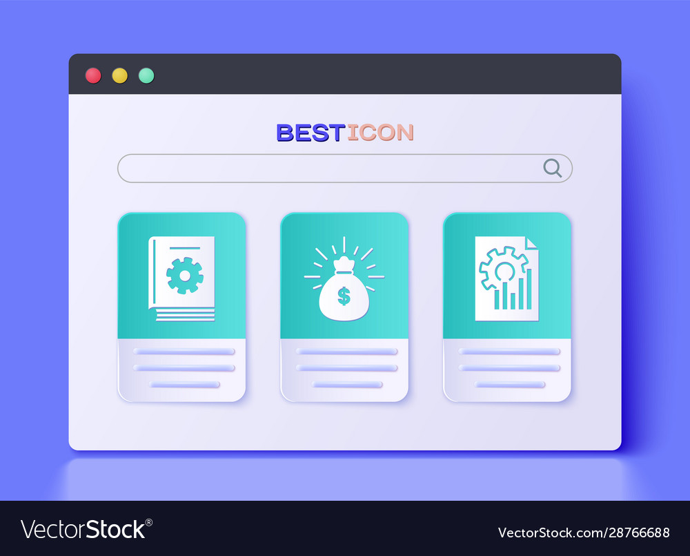 Set money bag user manual and document with graph Vector Image Set money bag user manual and document with graph
