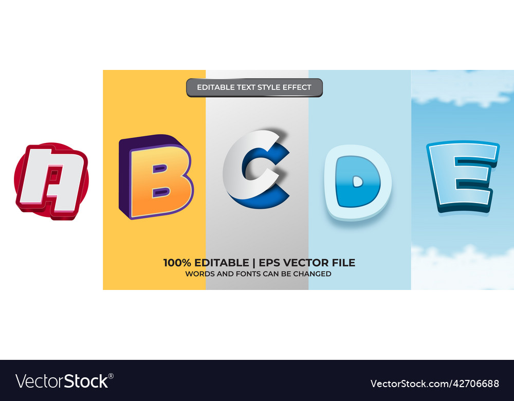 Set of editable text effect design modern vector image Set of editable text effect design modern
