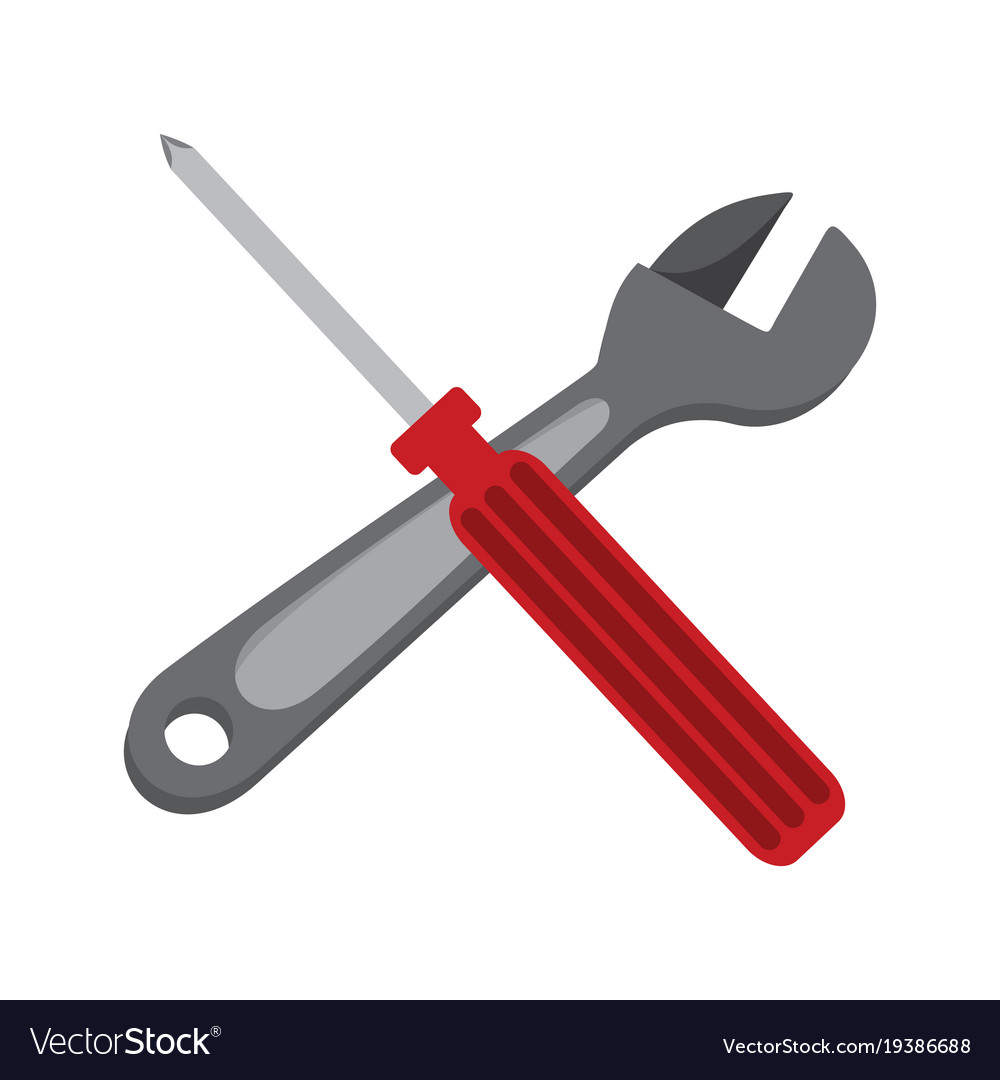 Simple wrench and screwdriver cross graphic