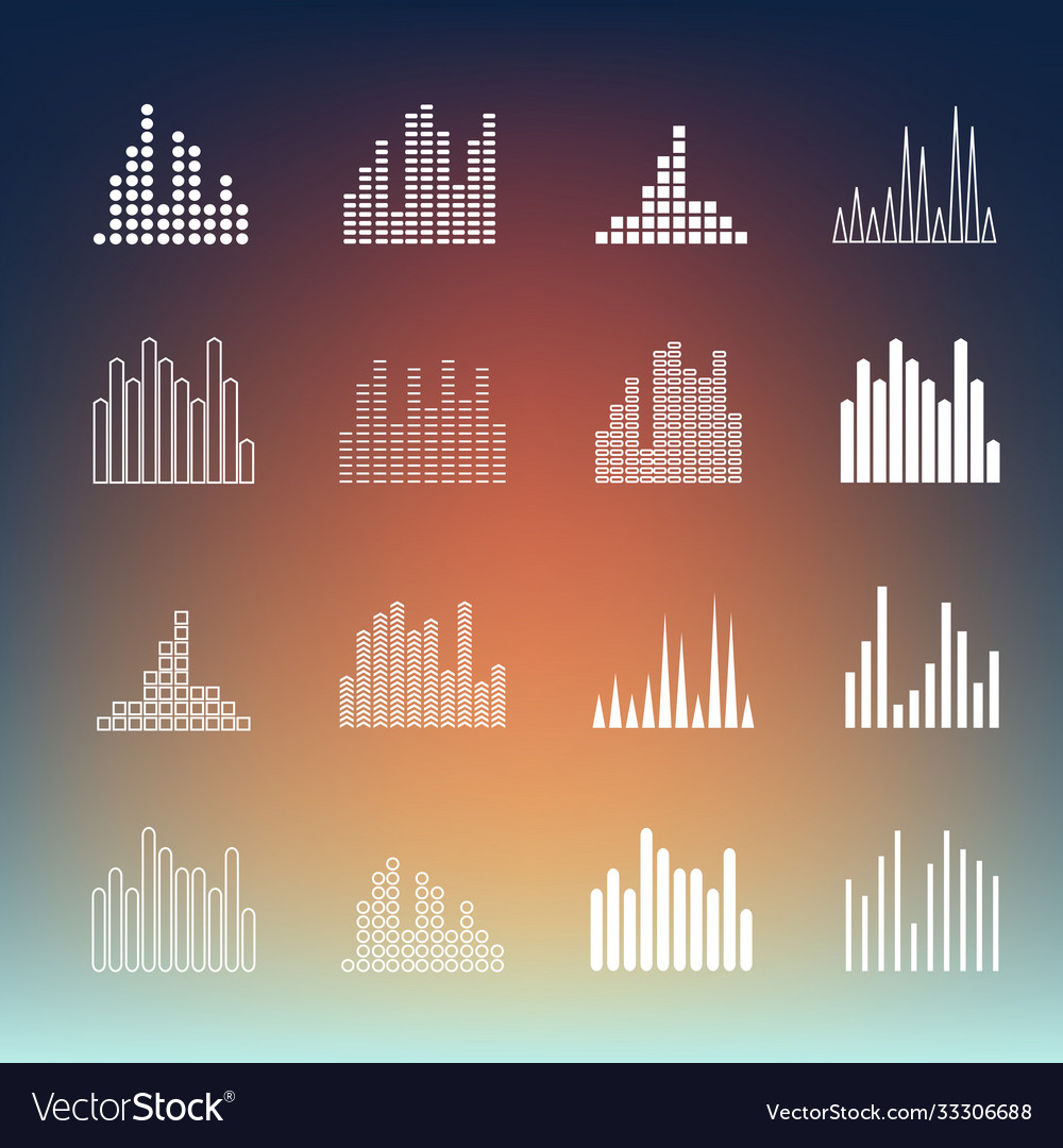 Sound wave shapes on blur background equalizer vector image Sound wave shapes on blur background equalizer