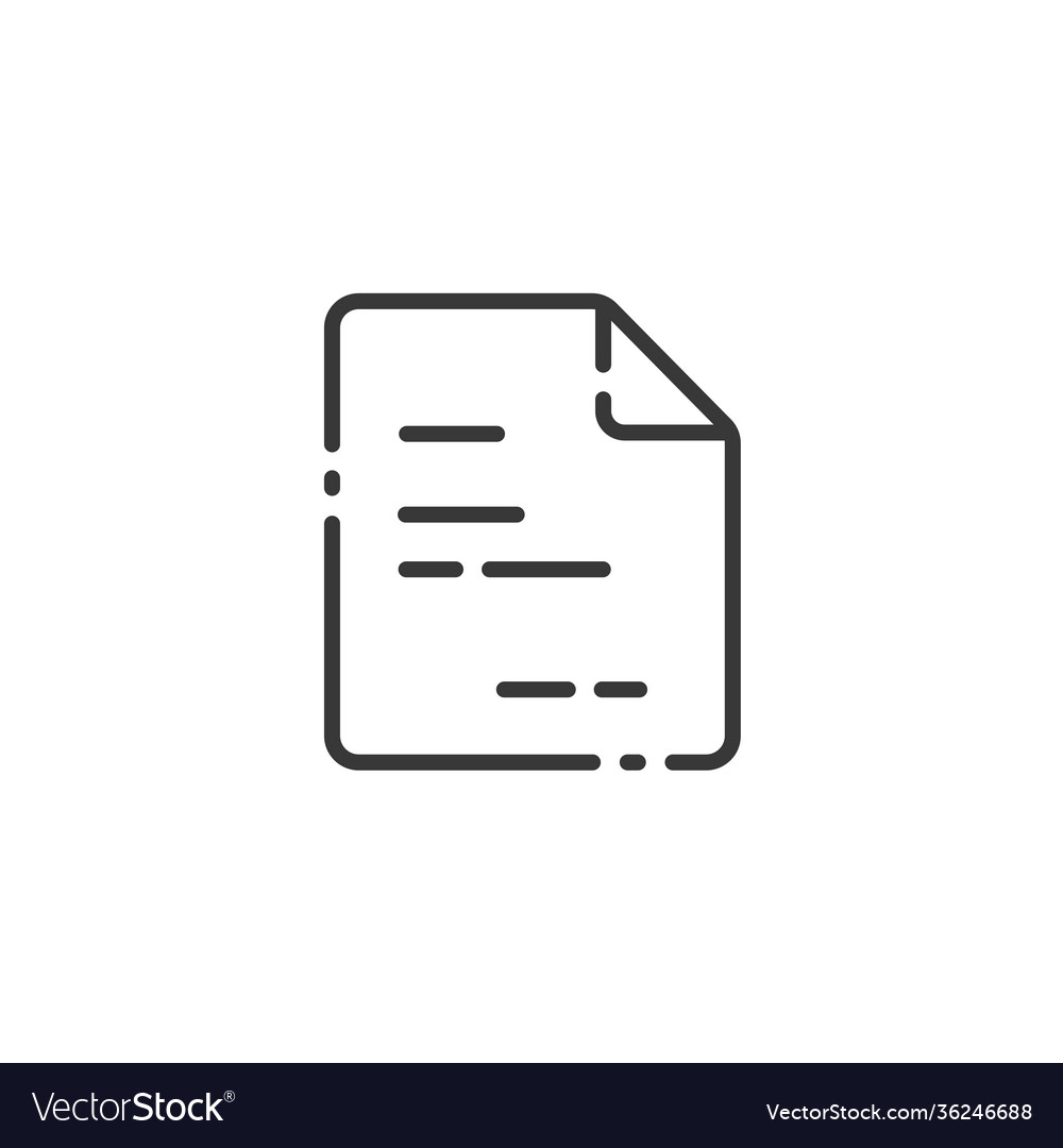 Text document thin line icon paper with content