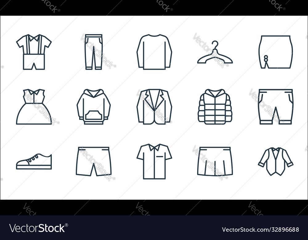 Wardrobe line icons linear set quality Vector Image Wardrobe line icons linear set quality