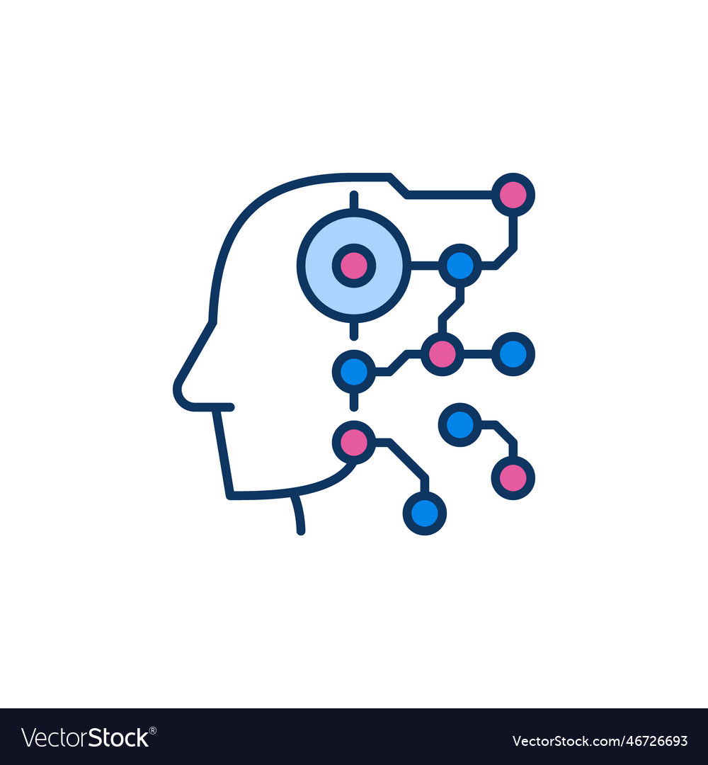 Ai technology head concept colored icon or symbol