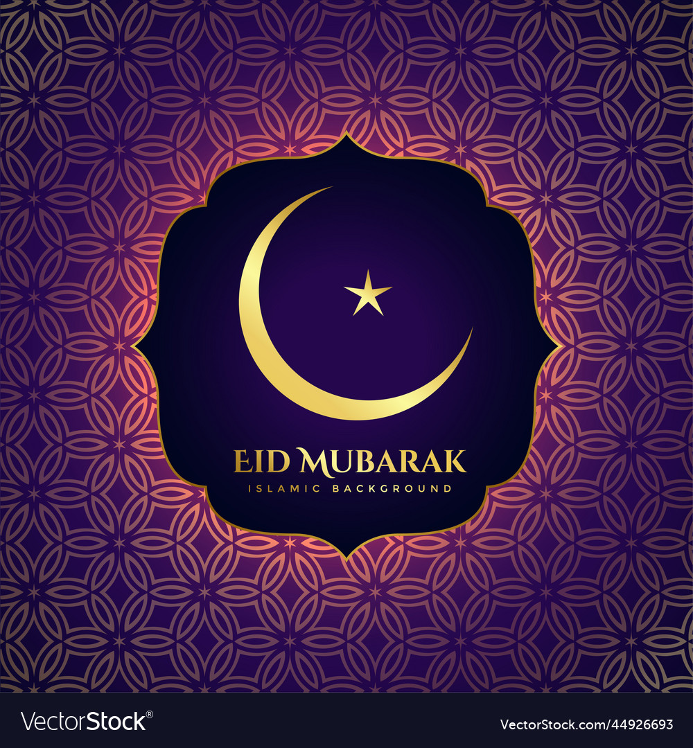 Awesome Islamic Eid Festival Shiny Greeting Vector Image