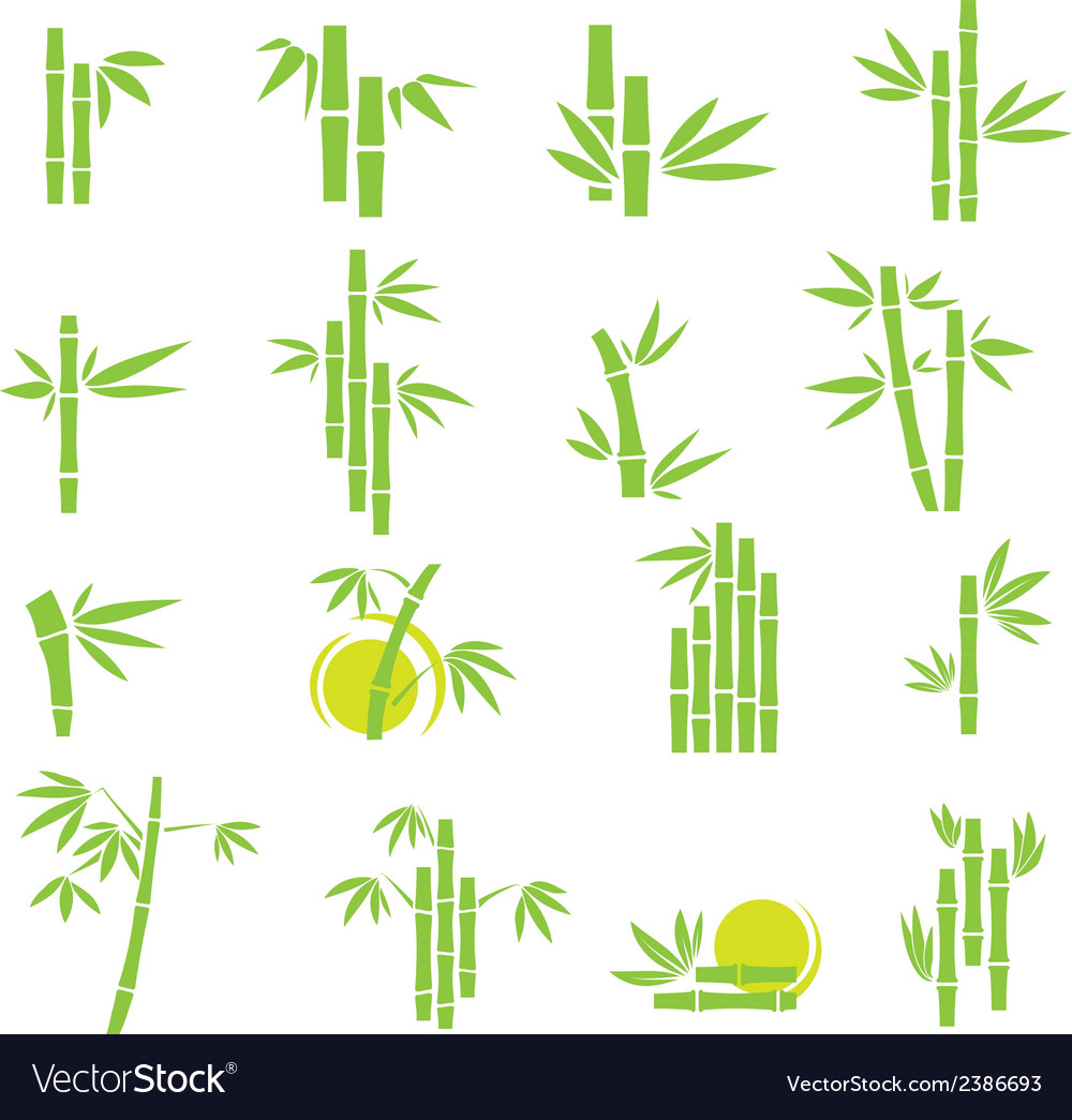 Bamboo symbol icons set Royalty Free Vector Image