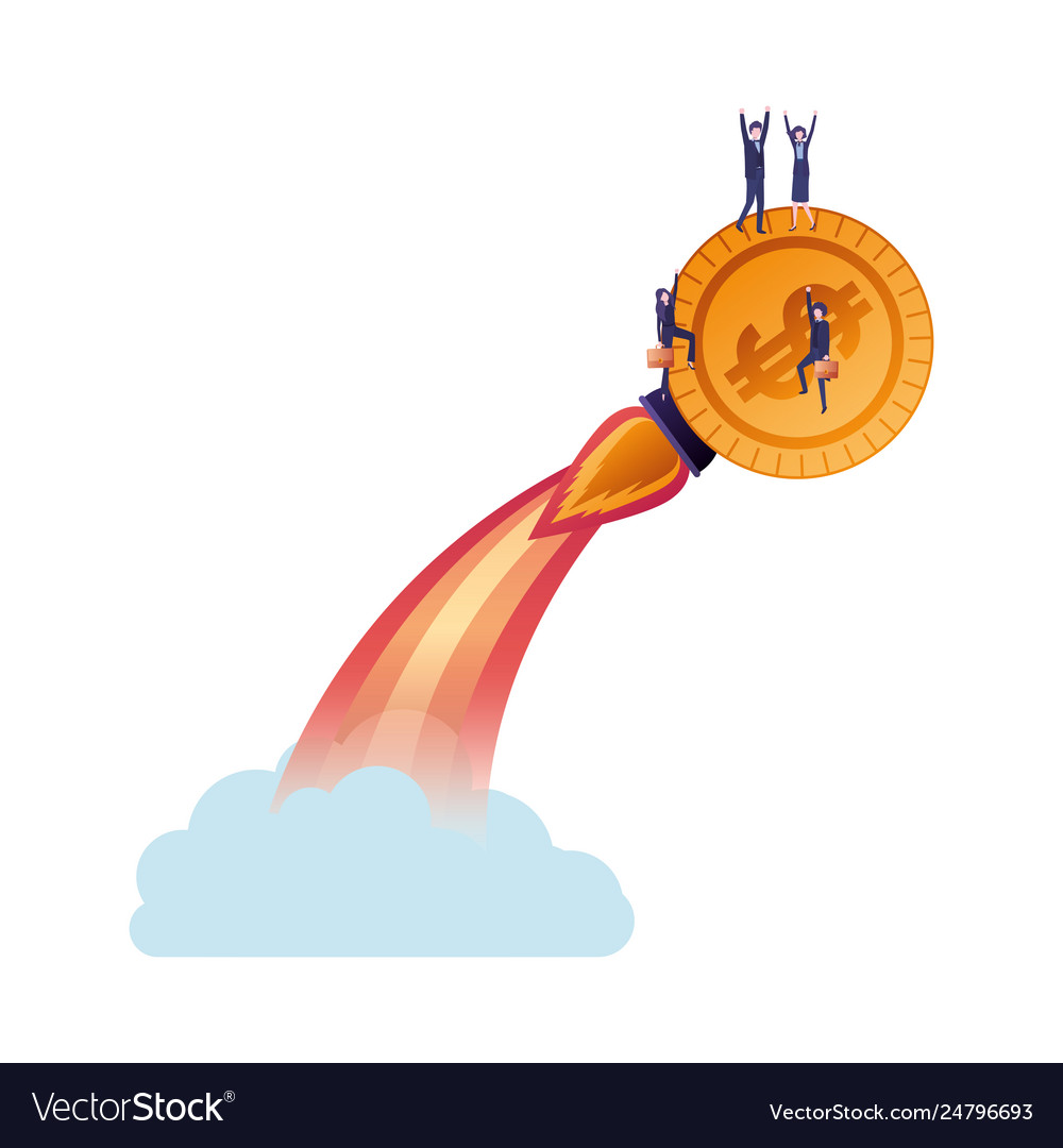 Coin with rocket avatar character