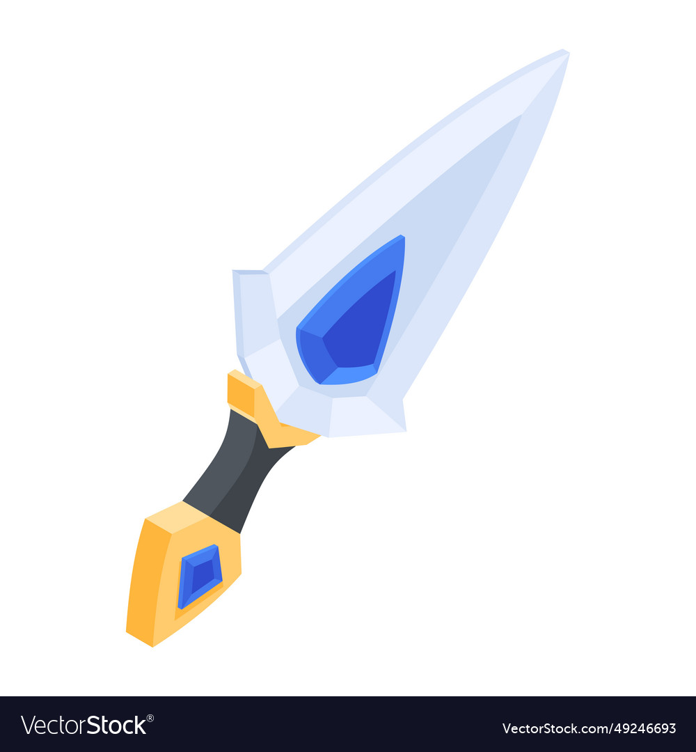 Fantasy dagger icon in isometric style