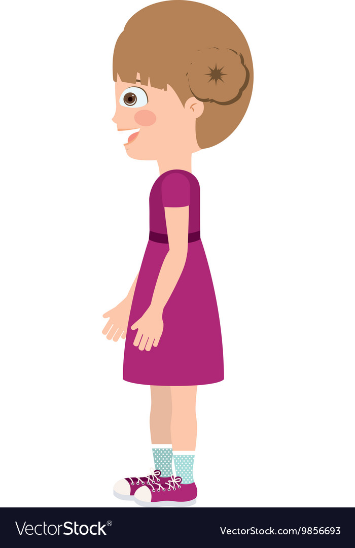 Girl standing looking aside isolated icon design Vector Image