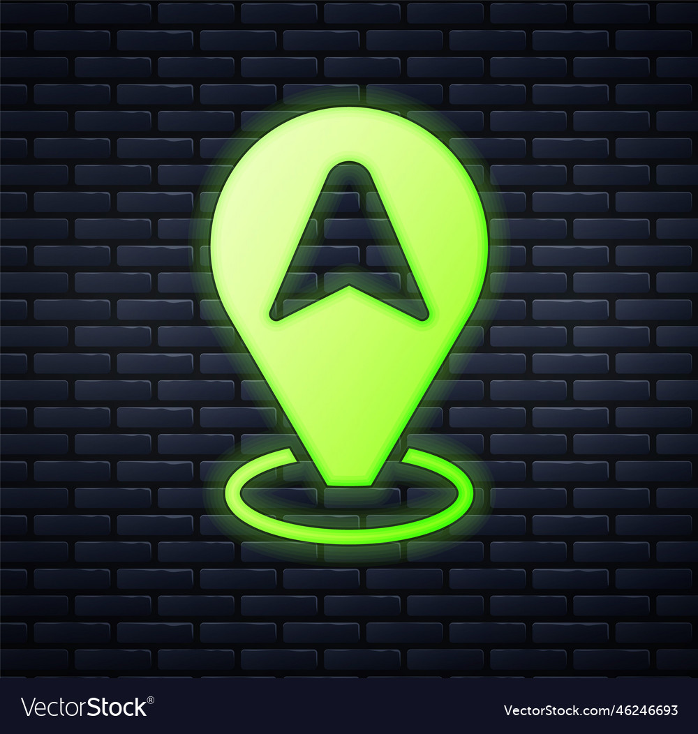 Glowing neon map pointer with taxi car icon