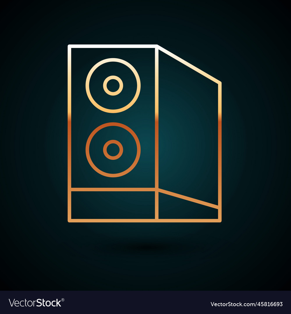 Gold line case of computer icon isolated on dark