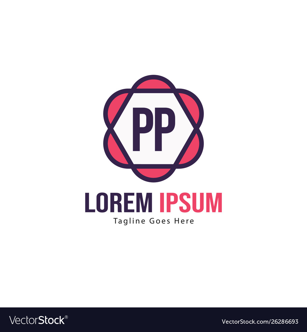 Initial pp logo template with modern frame vector image Initial pp logo template with modern frame
