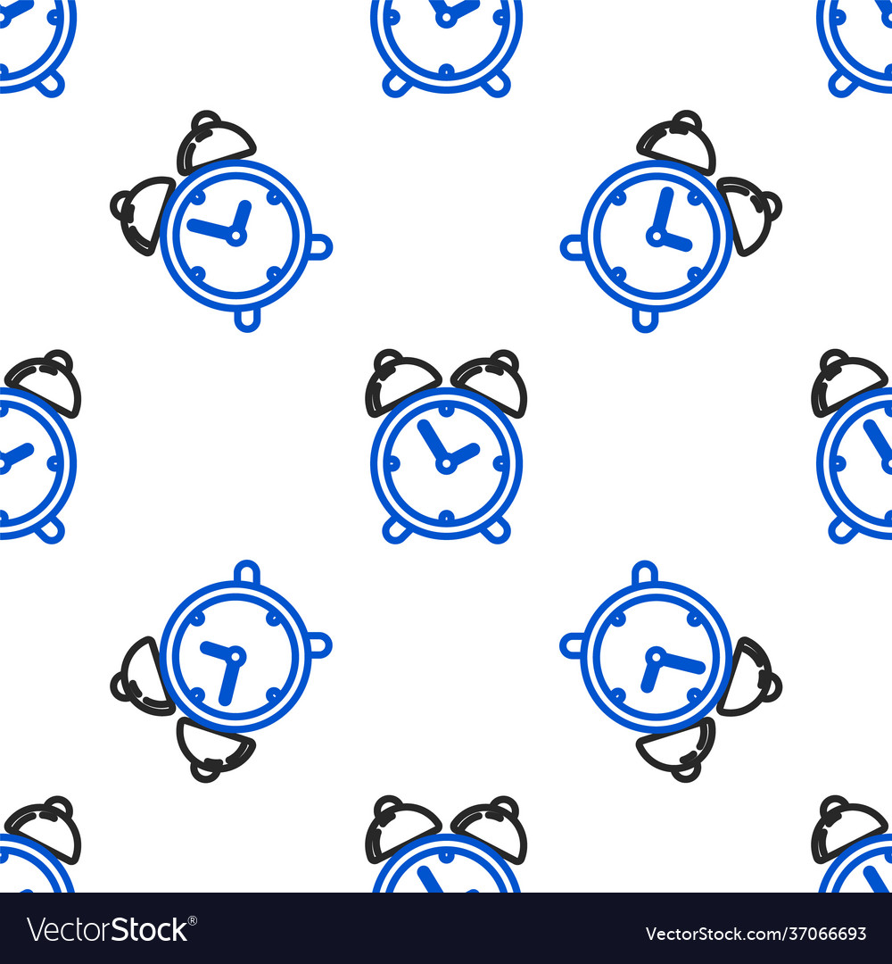 Line alarm clock icon isolated seamless pattern vector image Line alarm clock icon isolated seamless pattern
