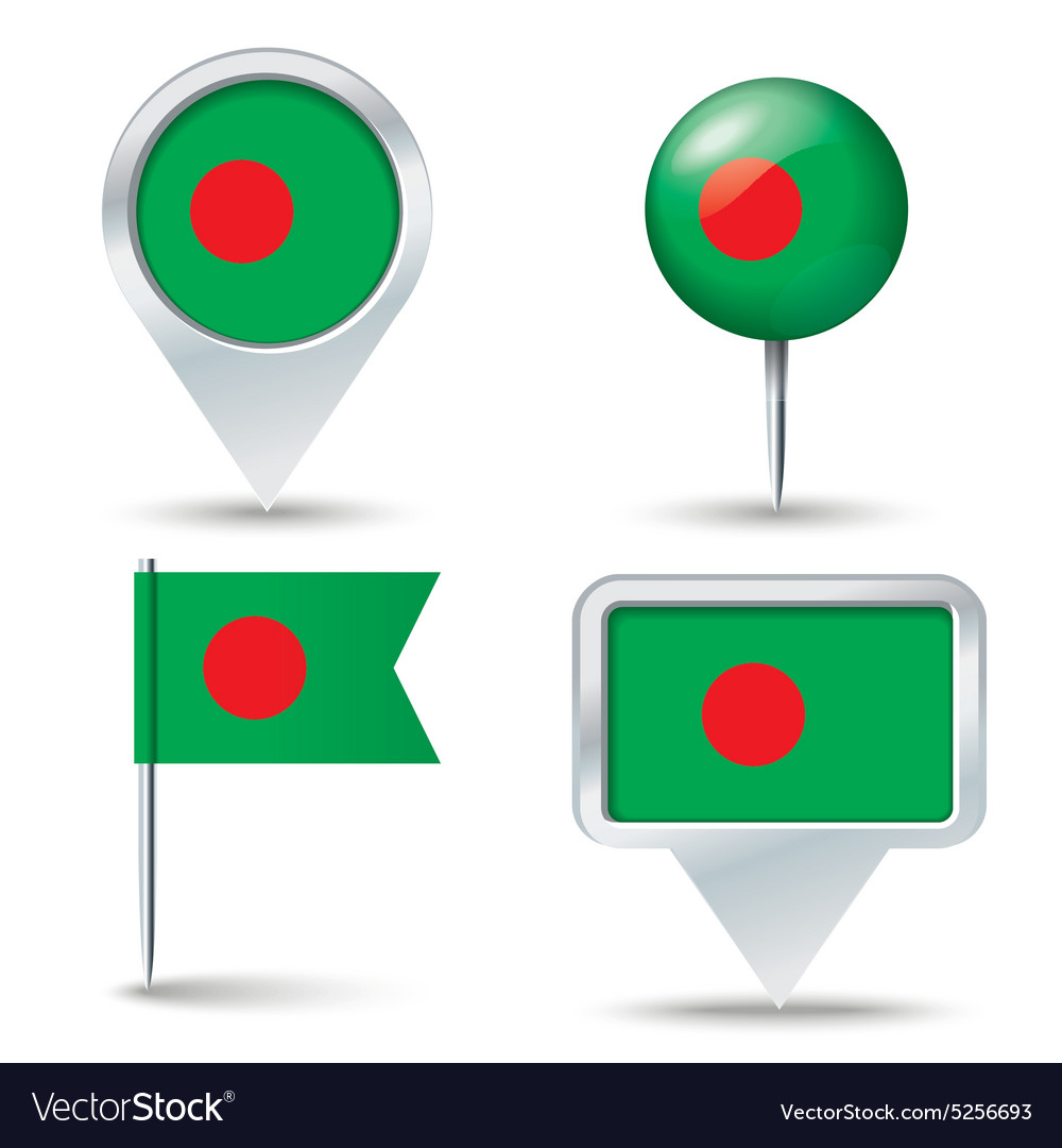 Map pins with flag of bangladesh