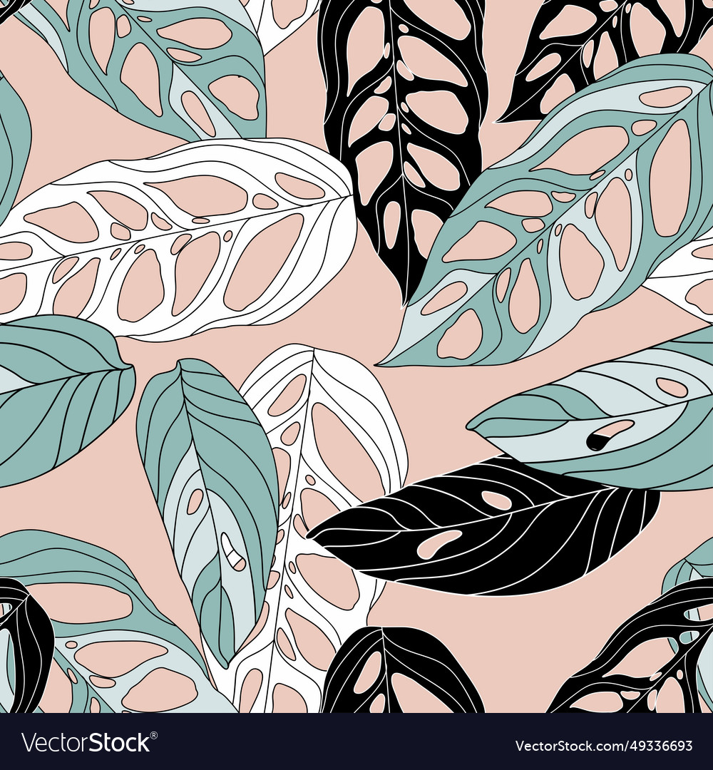 Mint exotic tree seamless pattern