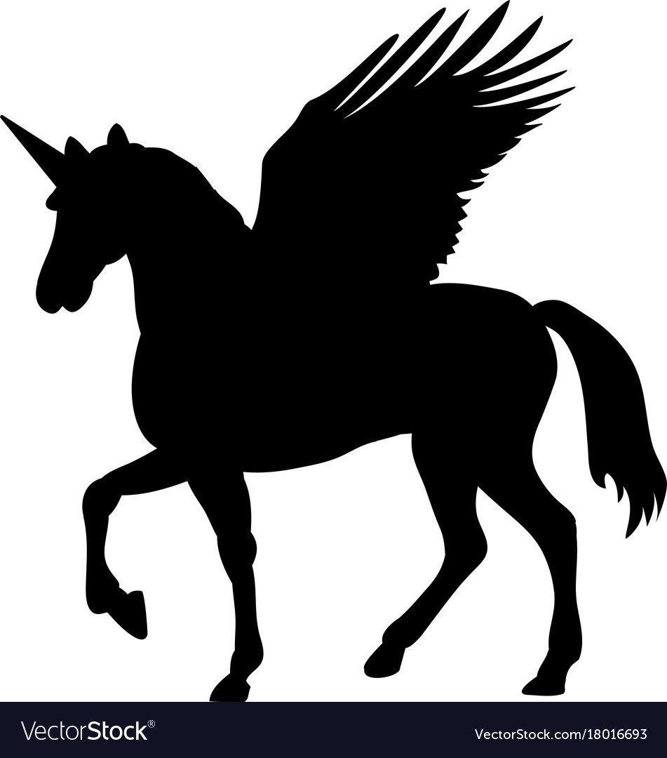 unicorn with wings silhouette