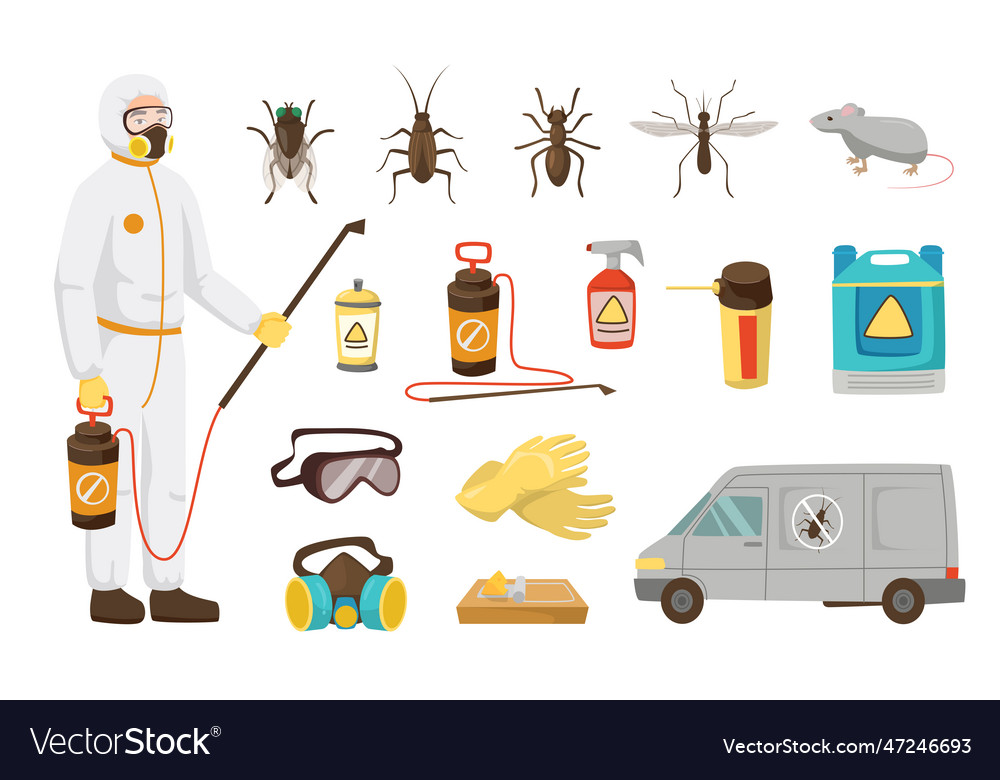 Pest control service worker for kids Royalty Free Vector