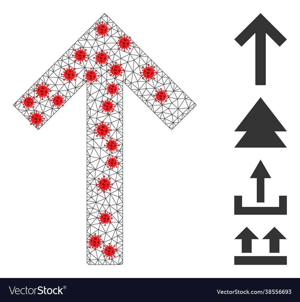 Polygonal mesh up arrow icon with virus elements vector image Polygonal mesh up arrow icon with virus elements