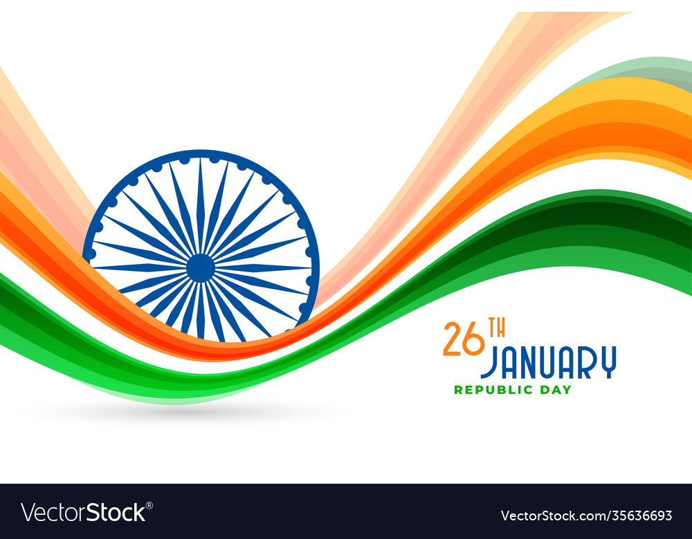 Republic day india wavy flag background design Vector Image