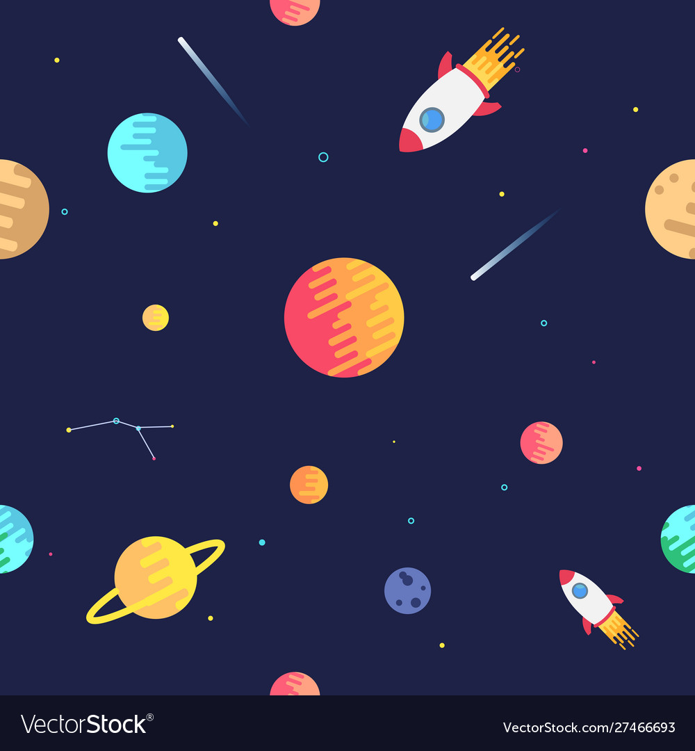 Seamless adventure space pattern with rockets Vector Image