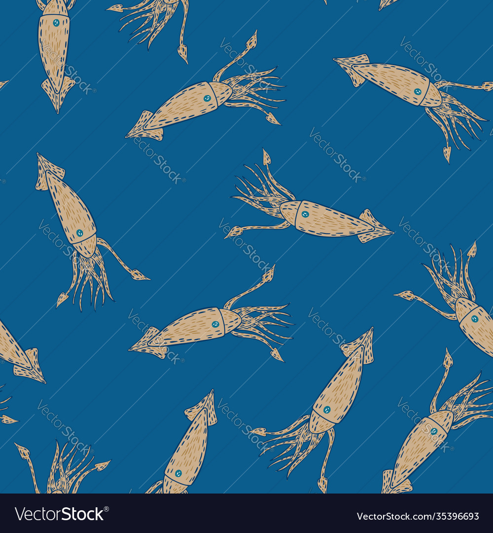 Seamless minimalistic pattern with beige squid Vector Image Seamless minimalistic pattern with beige squid