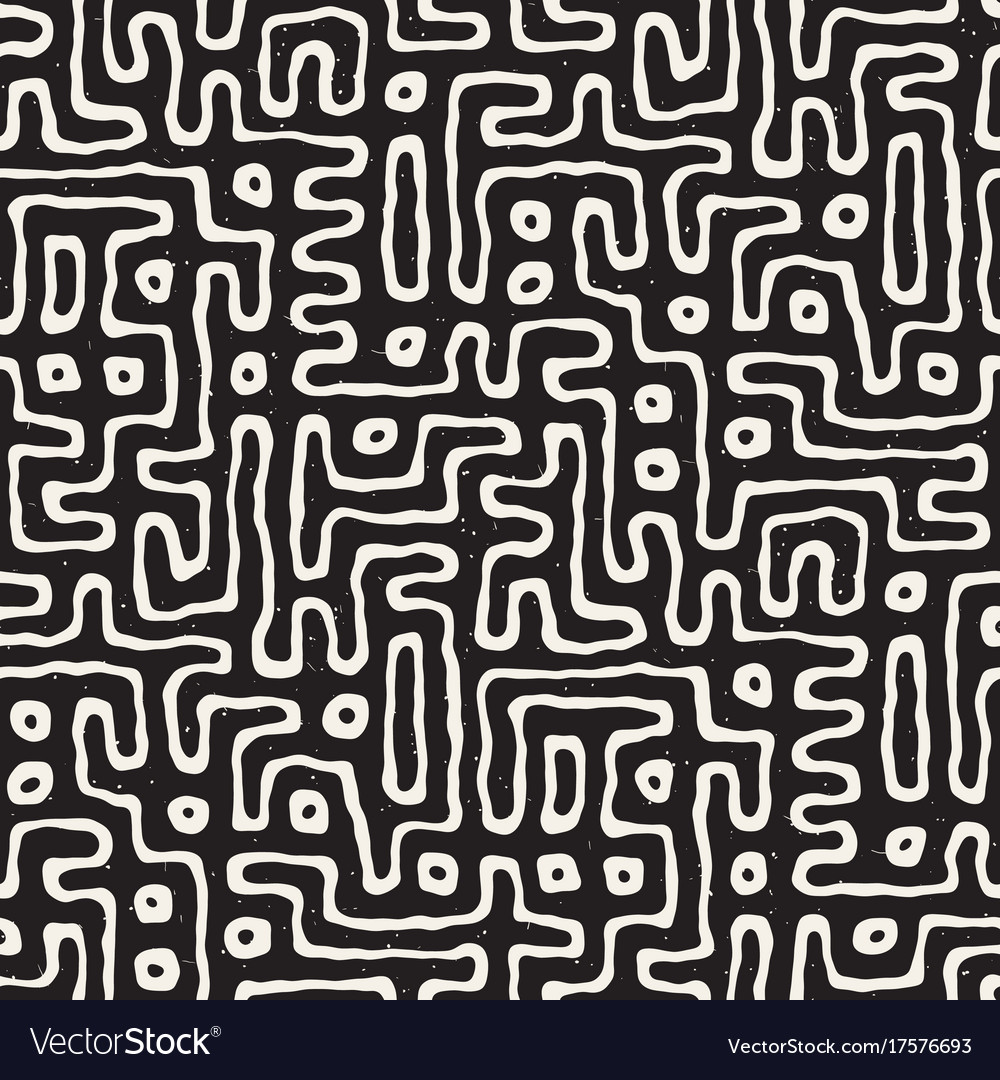 Seamless pattern with maze lines monochrome