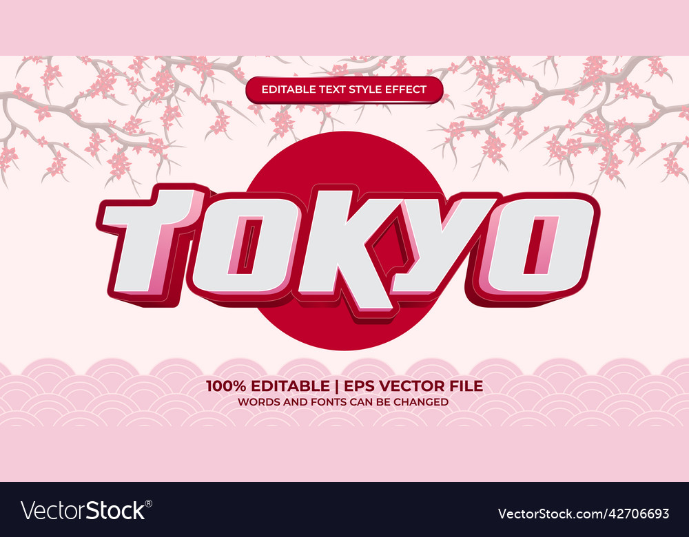 Tokyo 3d editable text effect template with bold