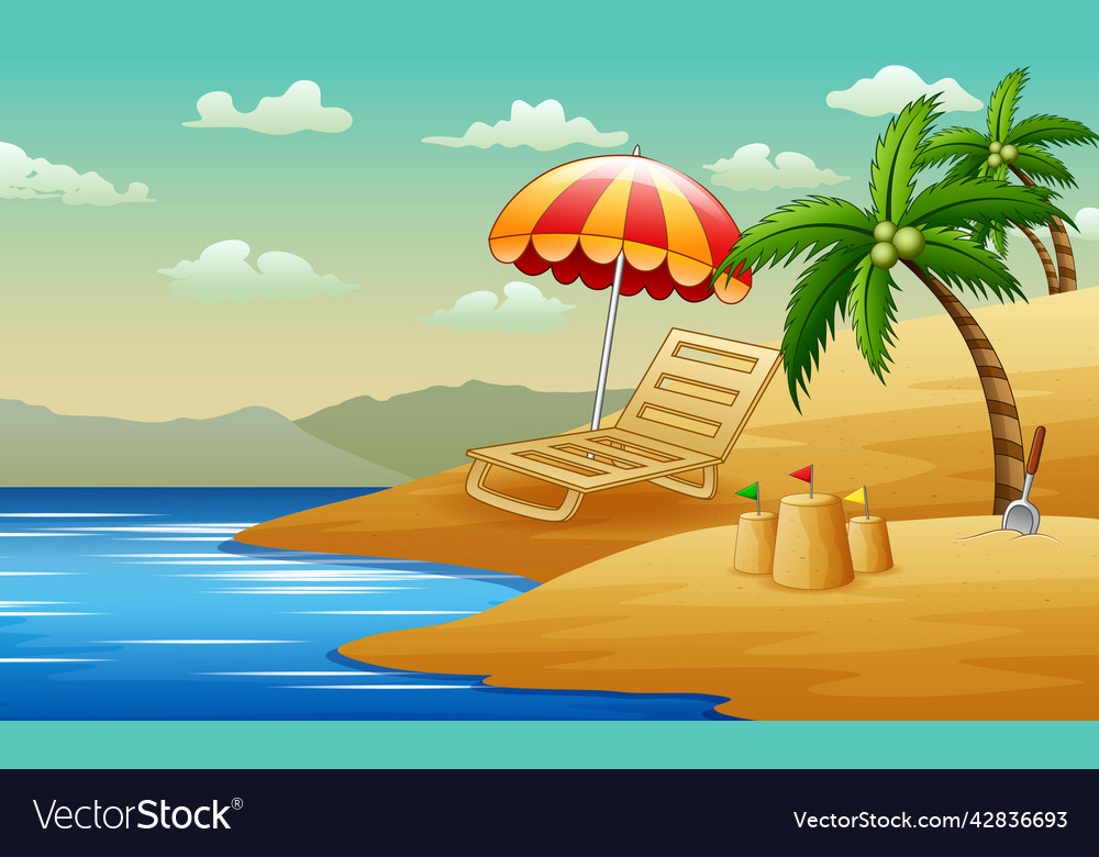 Tropical background with sun lounger Royalty Free Vector