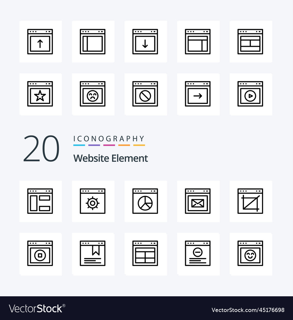 20 website element line icon pack like stop web