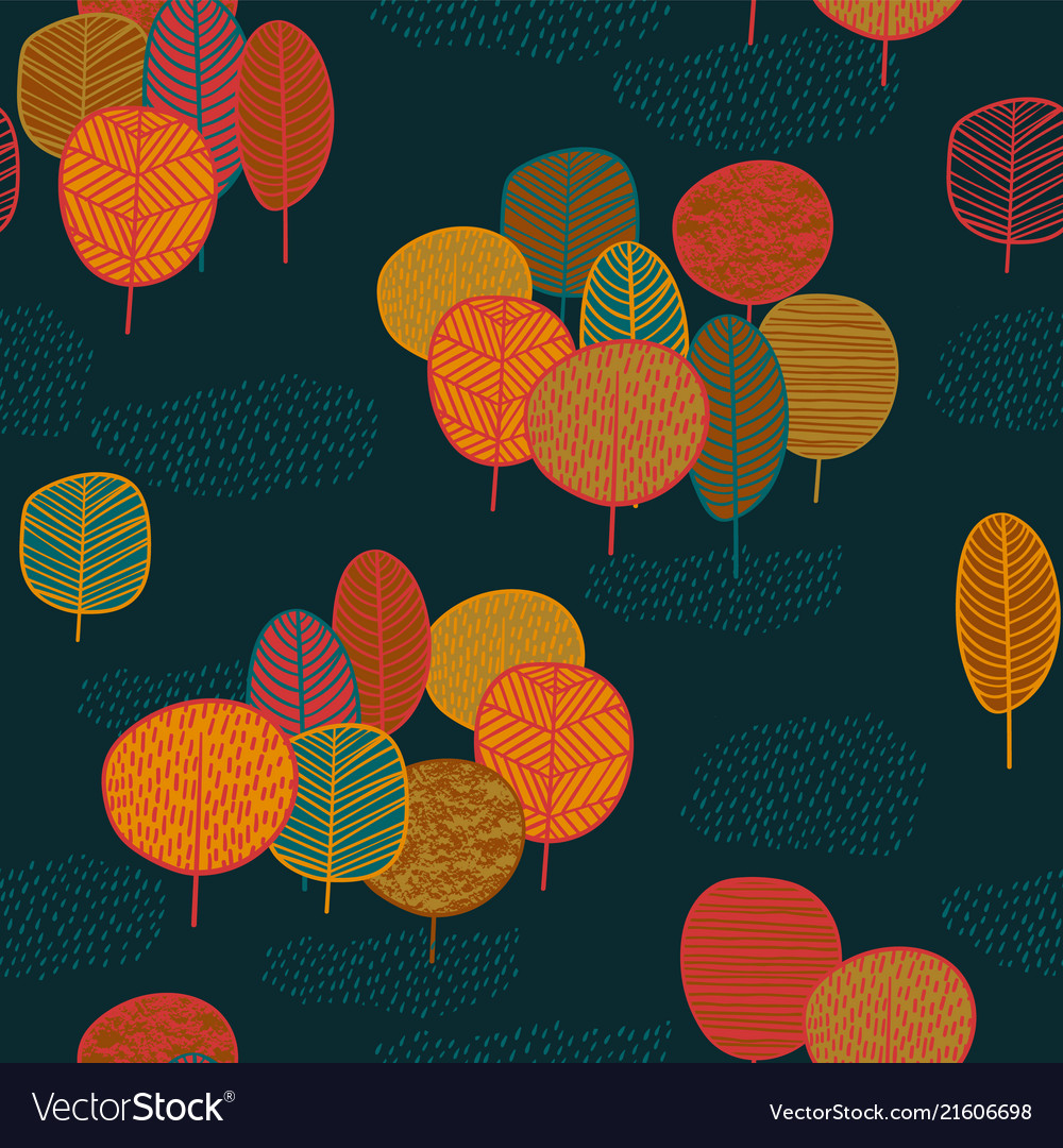 Abstract autumn seamless pattern with trees