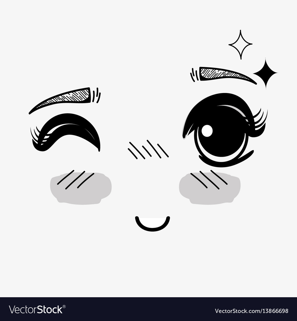 Anime cute expression woman face Royalty Free Vector Image