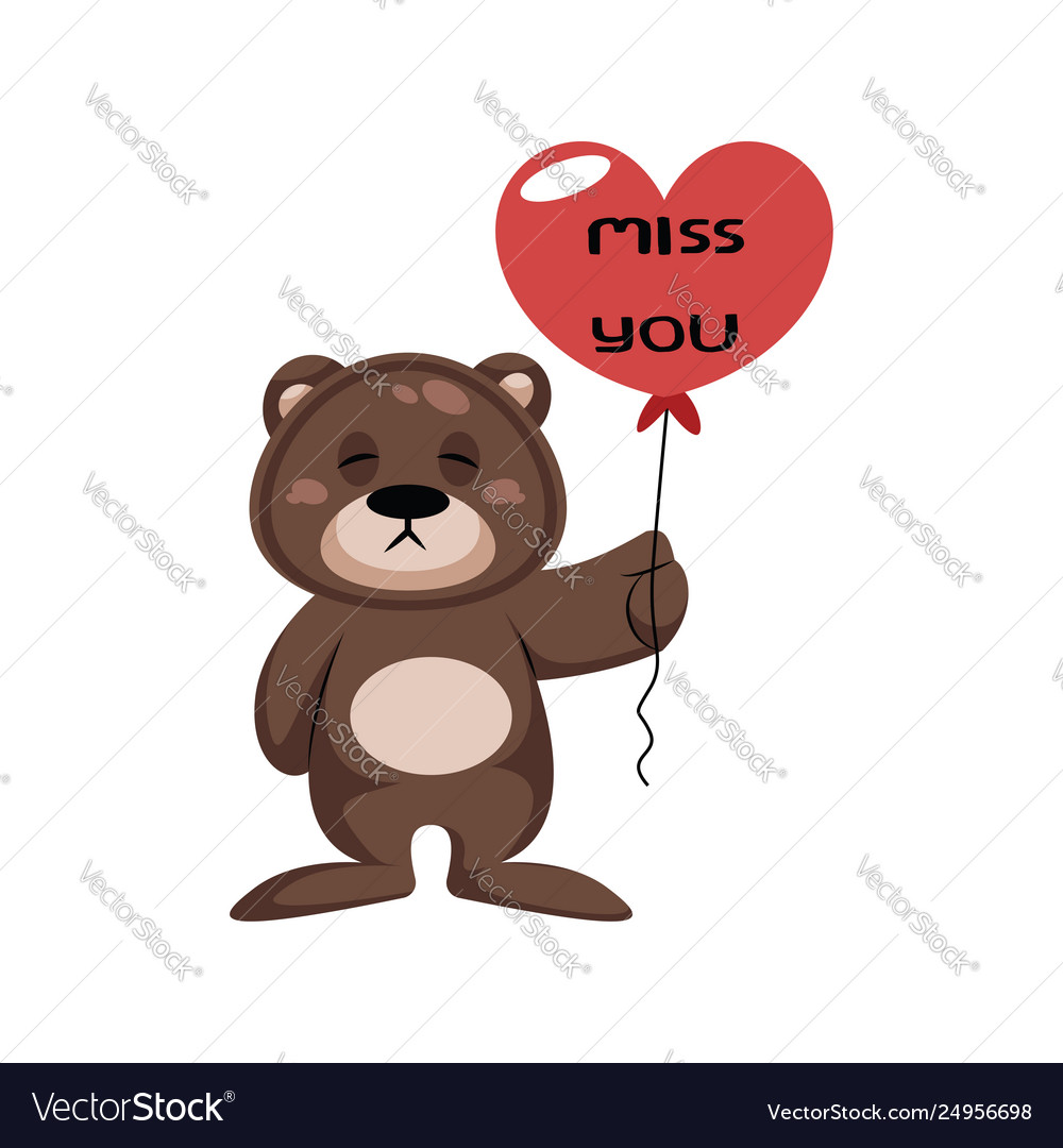 Brown teddy bear holding heart shaped balloon