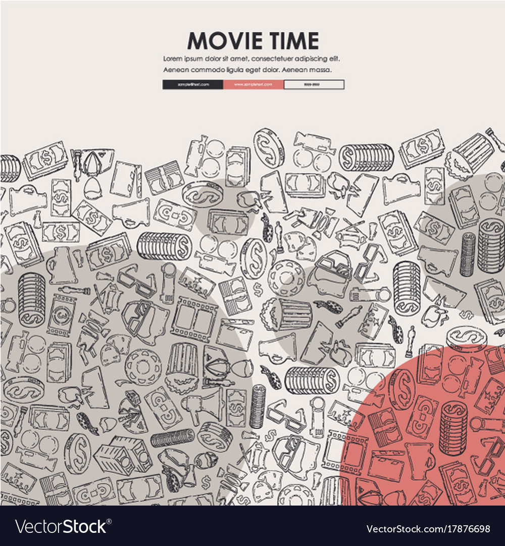 cinema doodle website template design royalty free vector