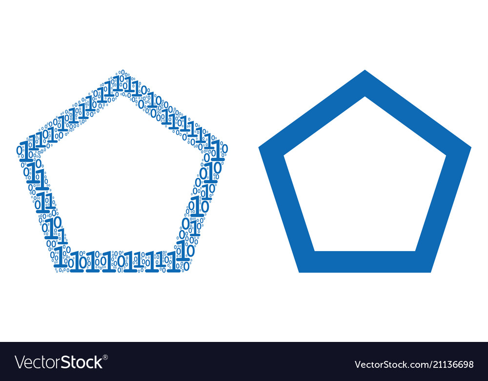 Contour pentagon composition of binary digits Vector Image Contour pentagon composition of binary digits