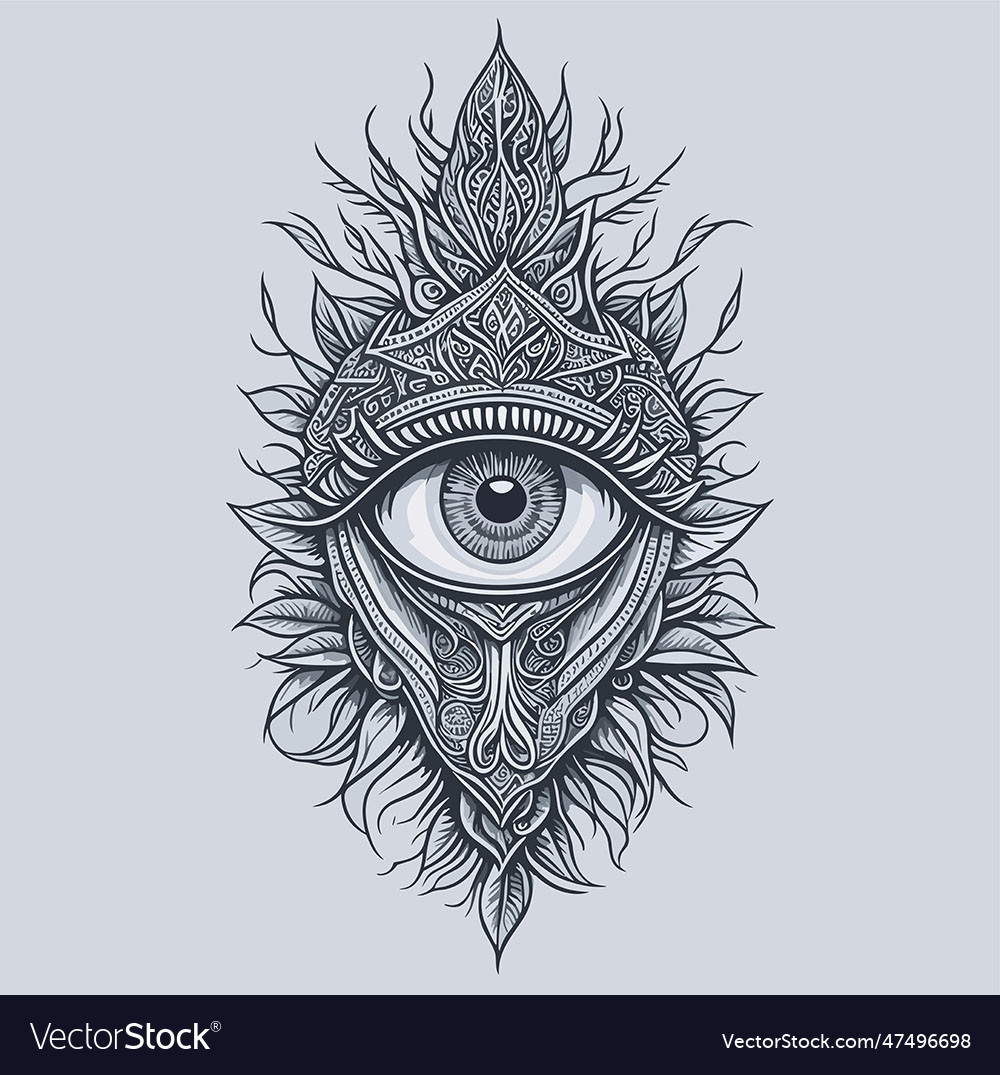 Eye tattoo of esancai v11 Royalty Free Vector Image