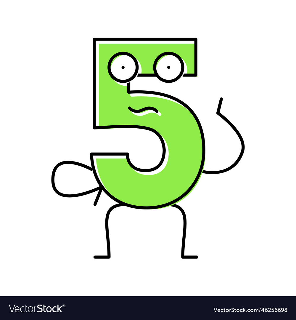 Five number character color icon