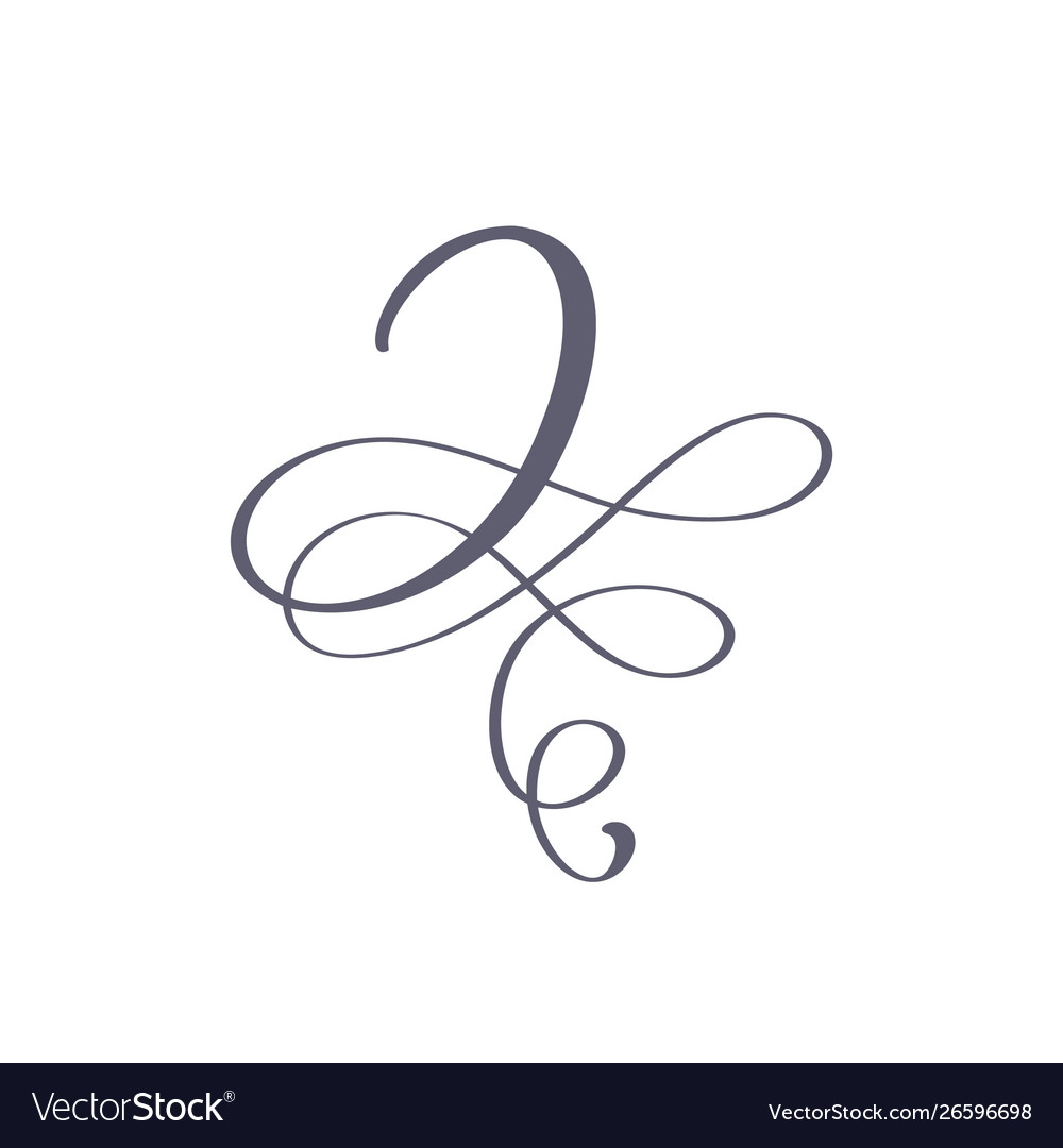 Hand drawn calligraphic floral j monogram