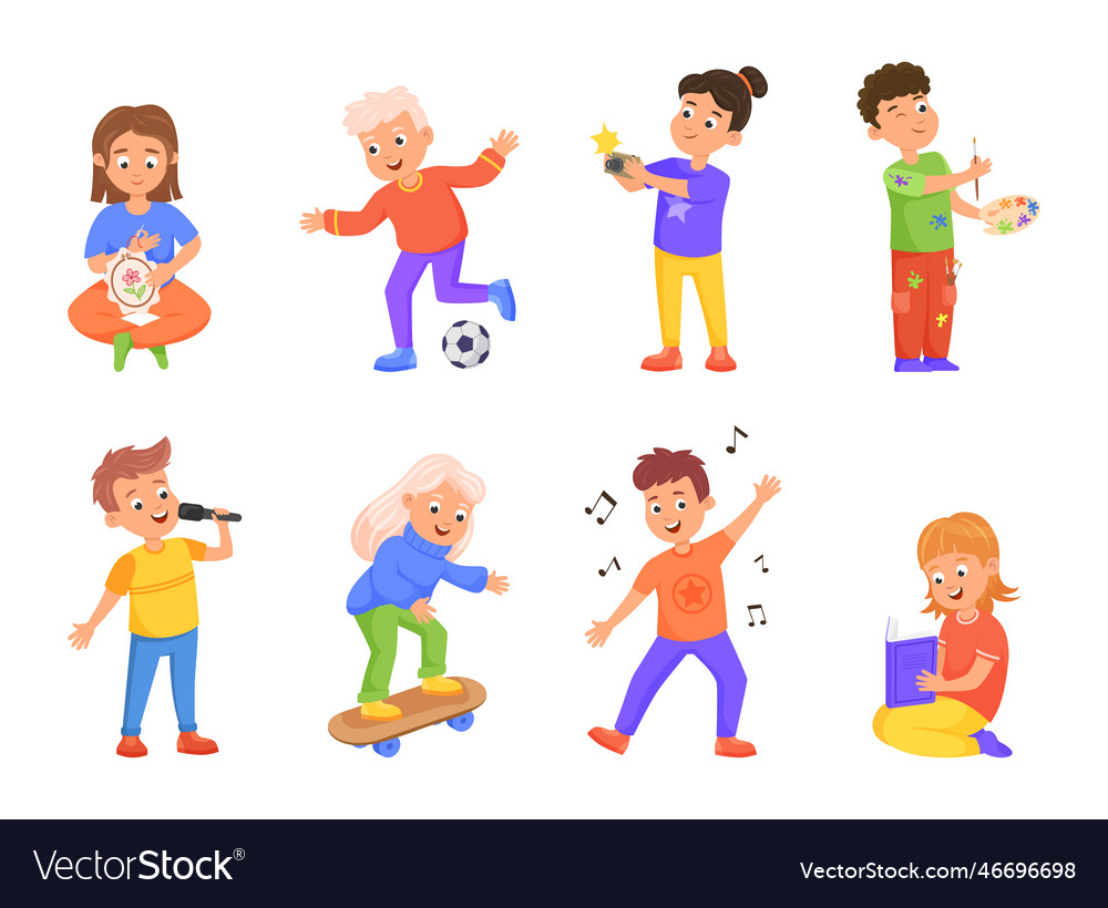 Hobbies and activities of kids set Royalty Free Vector Image