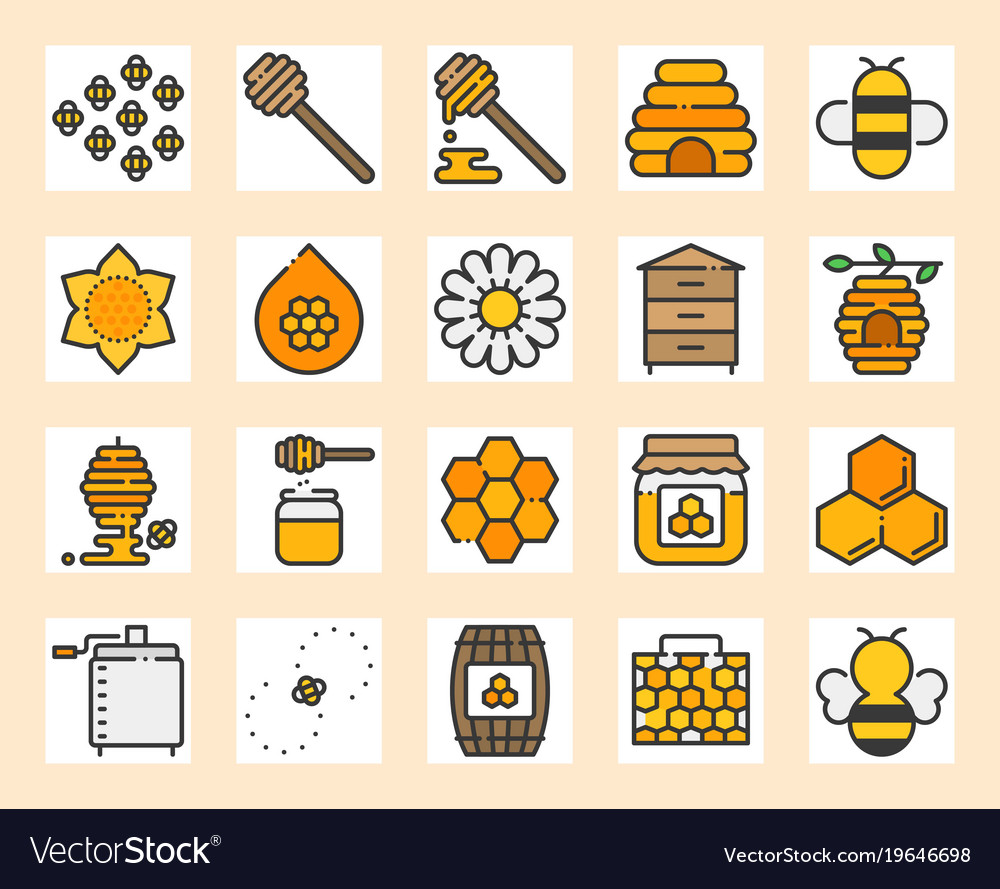 Honey farm icon set Royalty Free Vector Image - VectorStock