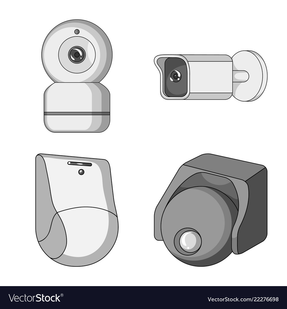 Isolated object of cctv and camera symbol set Vector Image Isolated object of cctv and camera symbol set