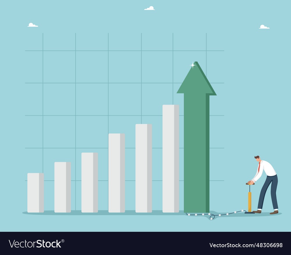 Man is pumping last column of graph vector image Man is pumping last column of graph