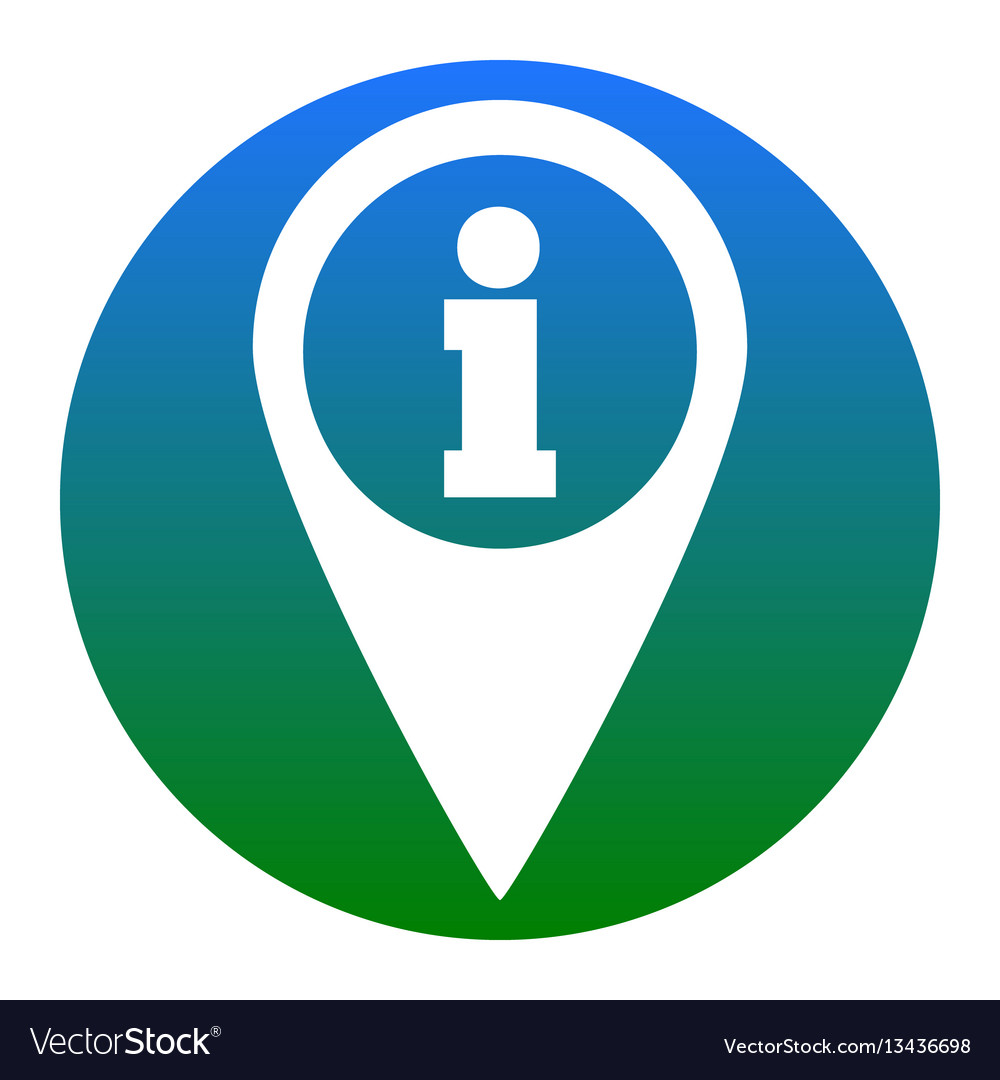 Map pointer with information sign white vector image Map pointer with information sign white