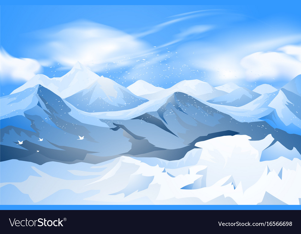 Download Mountains peak with snow scene Royalty Free Vector Image