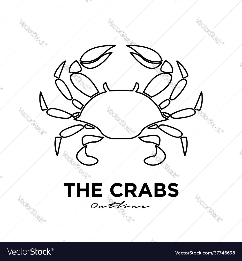 Premium black line crab logo design template