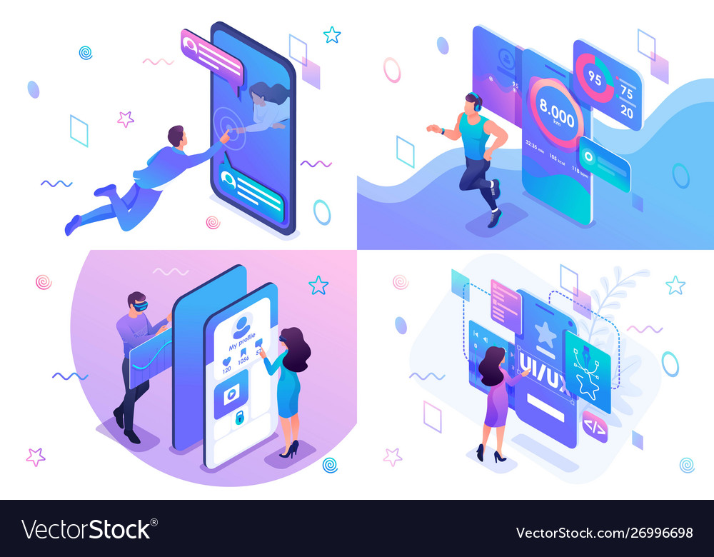 Set isometric concept user interface development