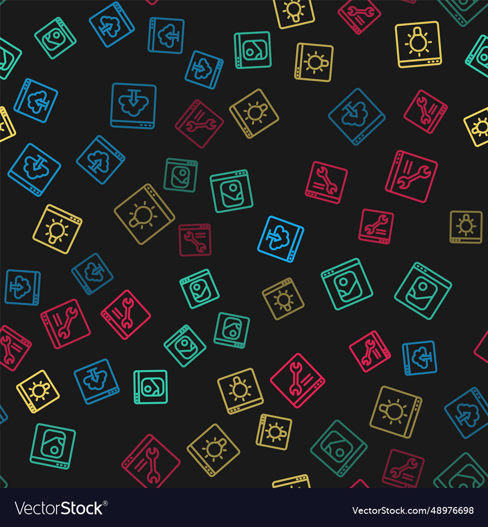 Set line cloud upload photo retouching browser Vector Image Set line cloud upload photo retouching browser