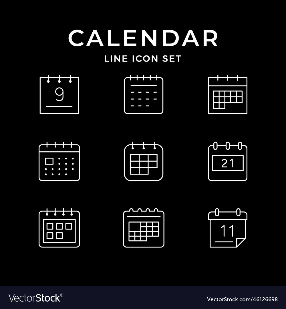 Set Line Icons Of Calendar Royalty Free Vector Image