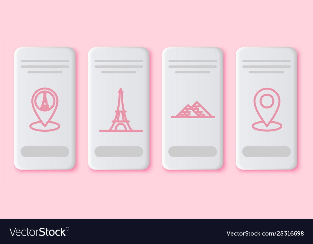 Set line map pointer with eiffel tower vector image Set line map pointer with eiffel tower