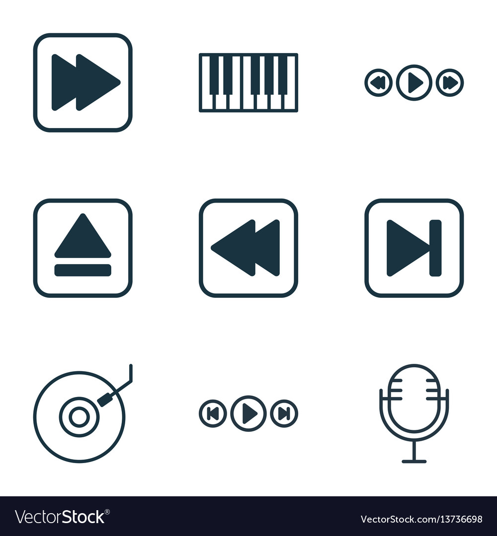 Set of 9 music icons includes audio buttons