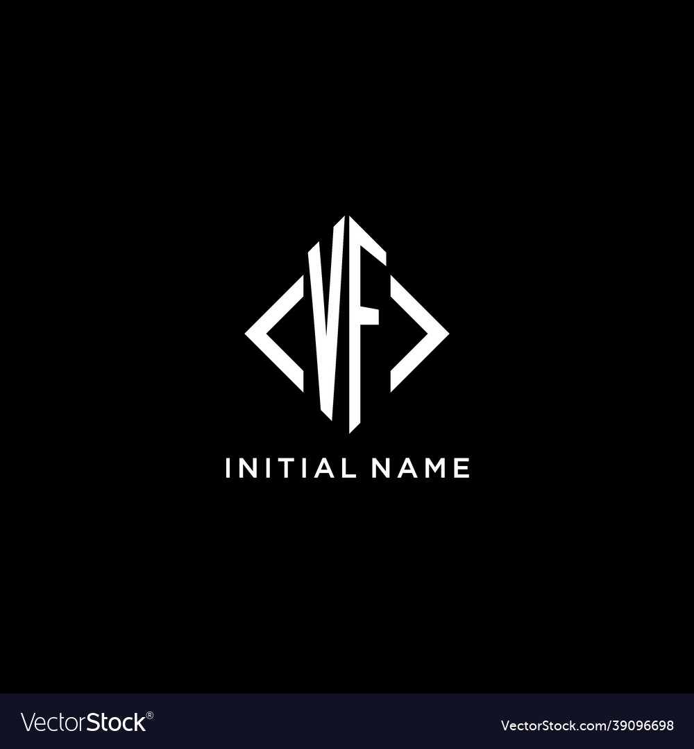 Vf initial monogram with rhombus shape logo design